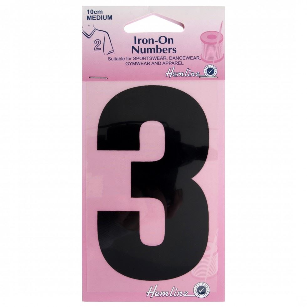 Hemline Black Number 3 Number Patch Motif