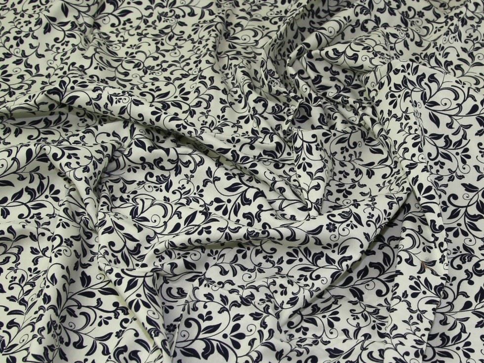 John Louden Ivory Navy 100% Cotton Fabric