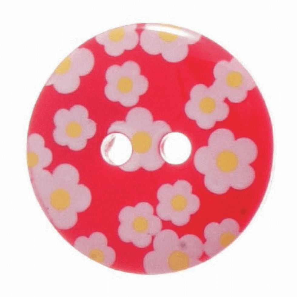 Hemline Red Round Flower Buttons