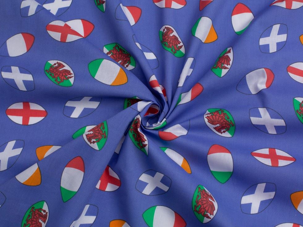 Blue Printed Polycotton Fabric