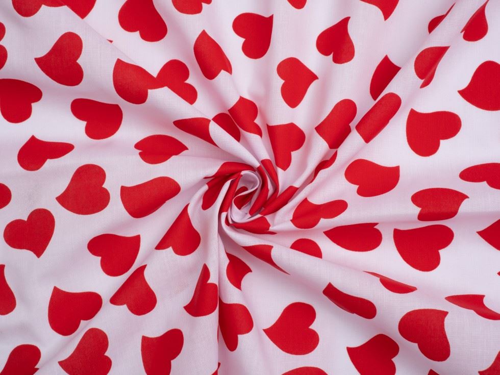 Red Printed Polycotton Fabric