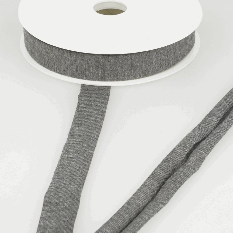 Stephanoise Viscose Jersey Bias Binding Tape Grey
 