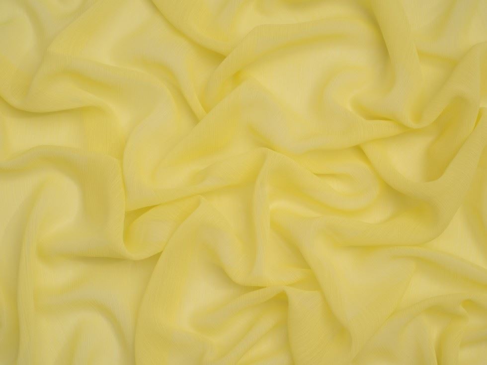 Minerva Core Range Yoryu Crinkle Sheer Chiffon Fabric Lemon Yellow