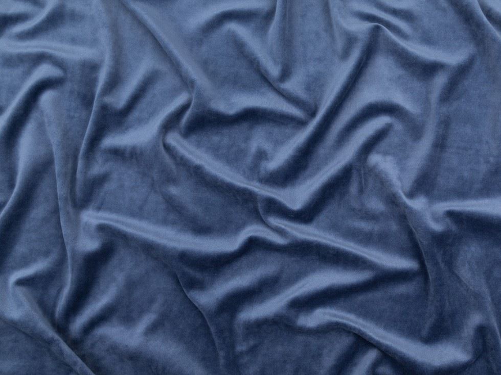 Minerva Core Range Cotton Velour Stretch Knit Fabric Jeans Blue