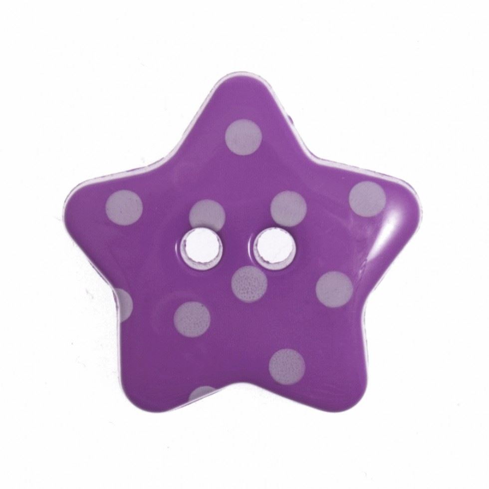 Hemline Purple Spotty Star Shape Buttons