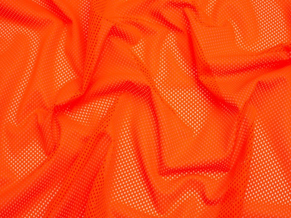 Minerva Core Range Airtex Mesh Stretch Knit Fabric Neon Orange
 