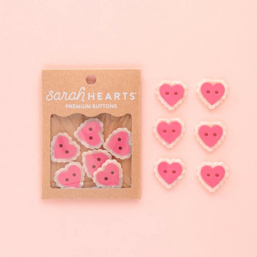 Sarah Hearts Pink Sweet Heart Buttons
 