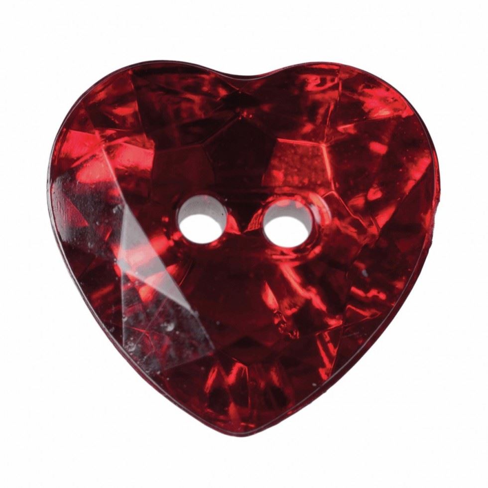 Hemline Red Heart Faceted Buttons