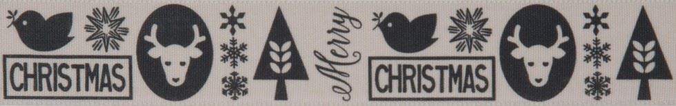 Berisfords Christmas Motif Ribbon Graphite
