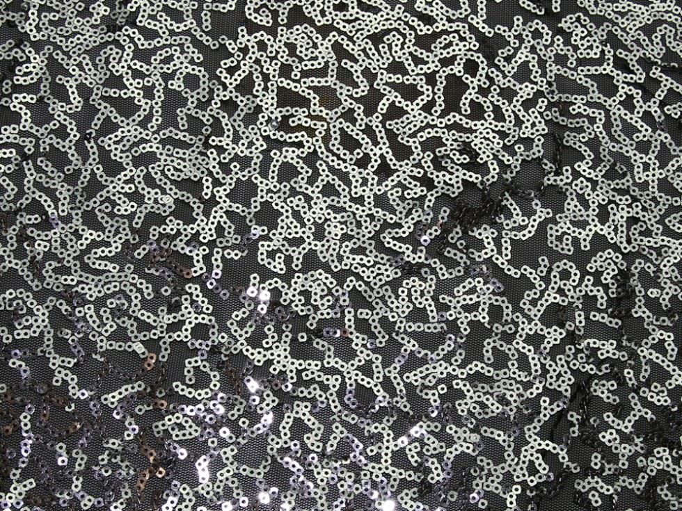 Pomona Sequin Mesh Fabric Black & Silver