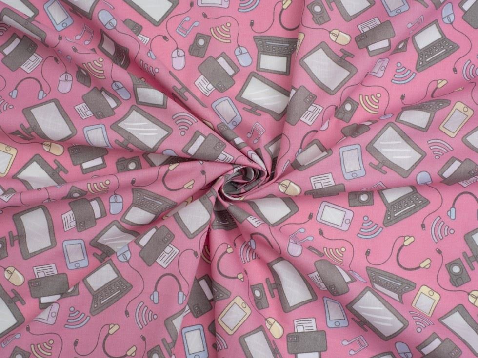 Pink Printed Polycotton Fabric