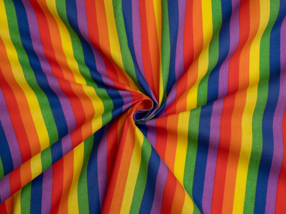 Minerva Core Range Printed Polycotton Fabric 9mm Rainbow
 