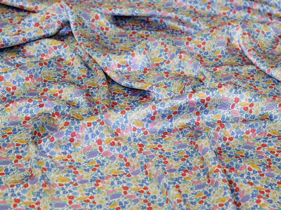 Liberty London Spring Poppy Park Belgravia Silk Satin Fabric