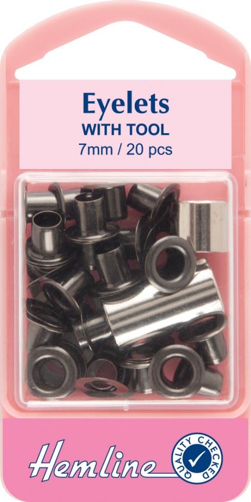 Hemline Black Metal Eyelets Kit