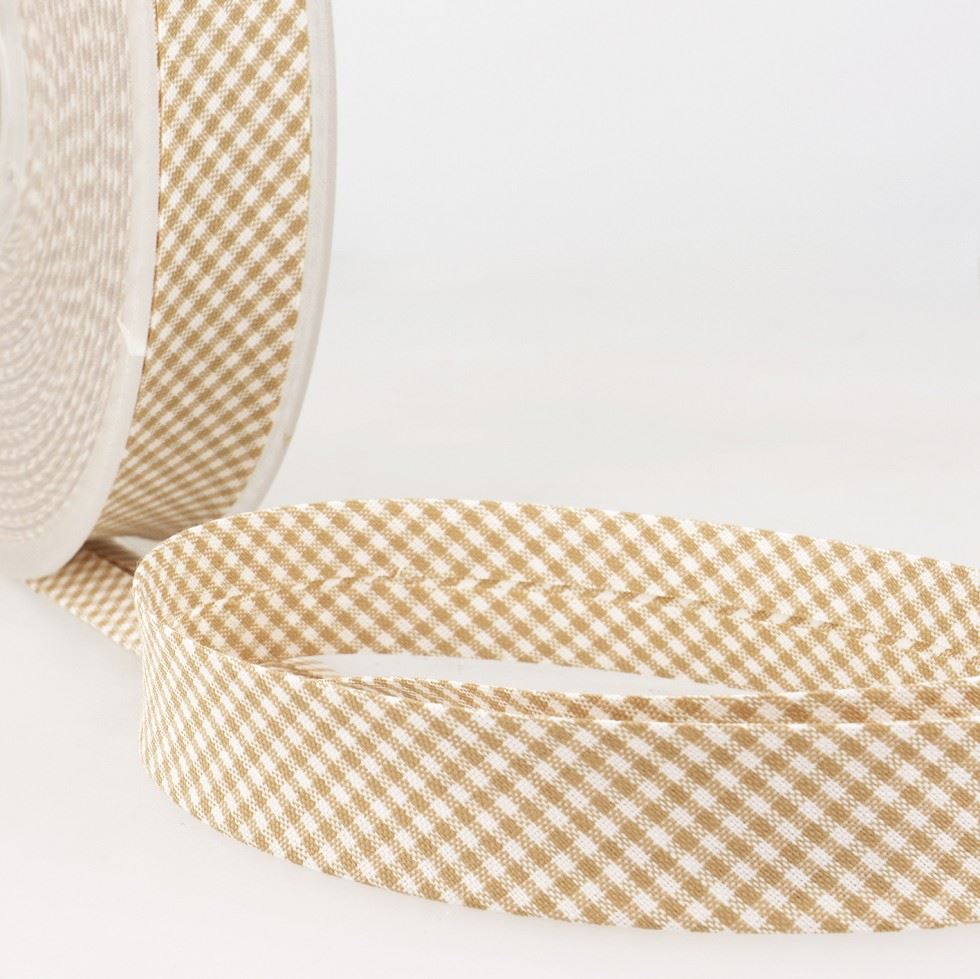 Stephanoise Gingham Bias Binding Tape Beige
 