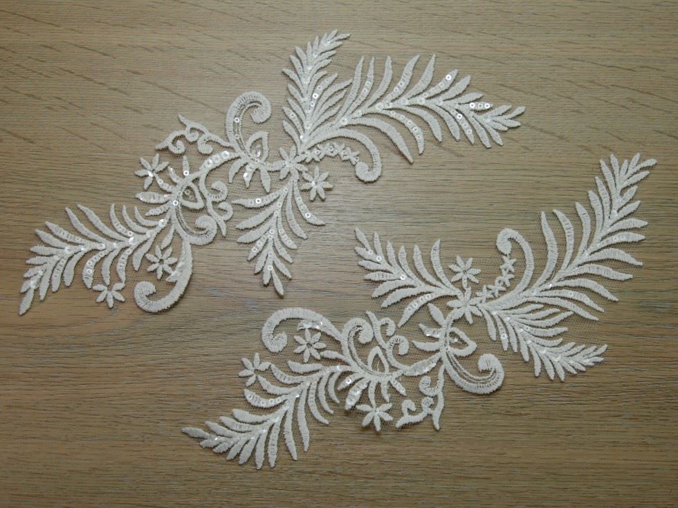 Sequin Lace Appliques Ivory