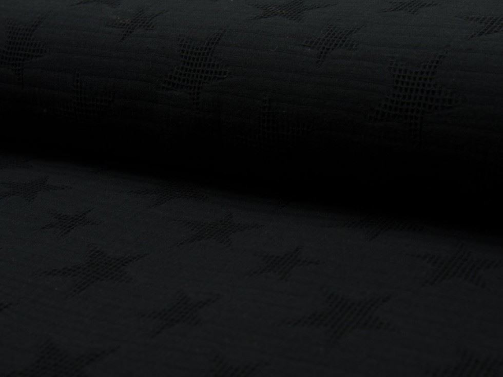 Black Deadstock Jacquard Cotton Waffle Fabric