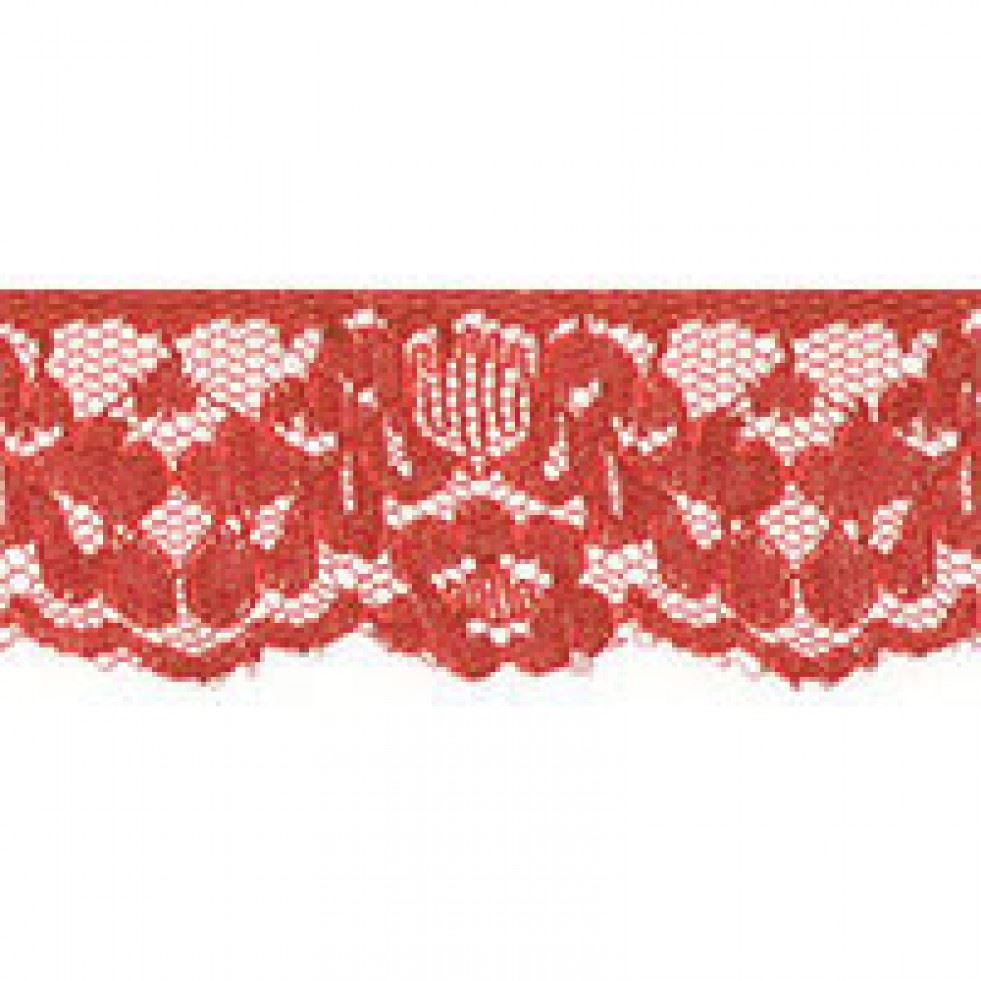 Essential Trimmings Coral Red Nylon Lace Trim