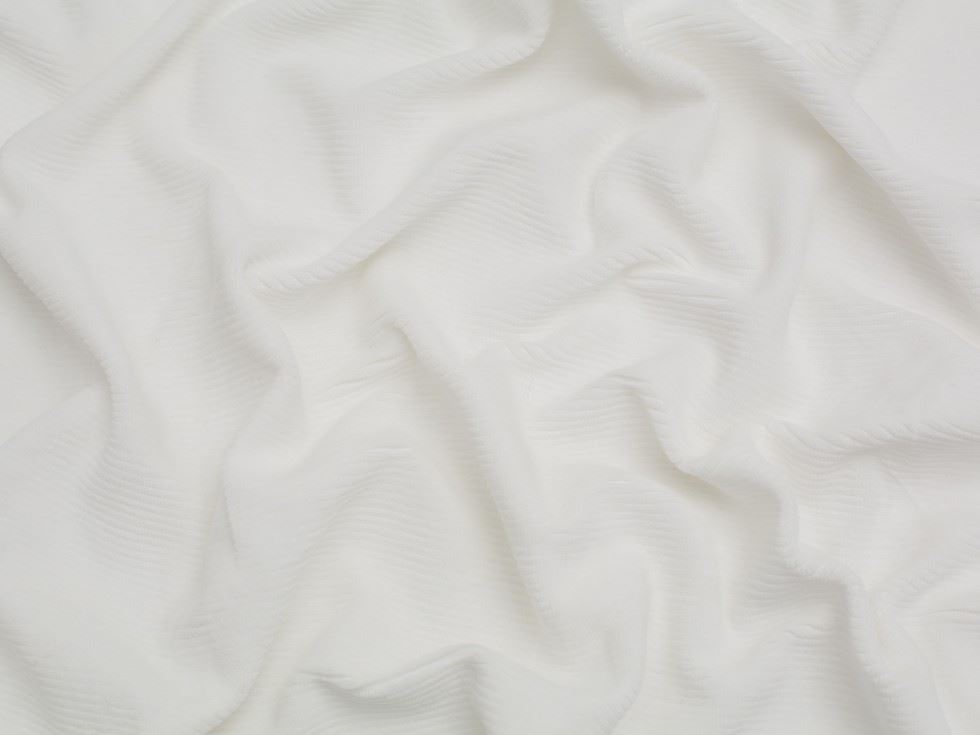 Minerva Core Range Ivory 4 Wale Velour Rib Stretch Knit Cord Fabric