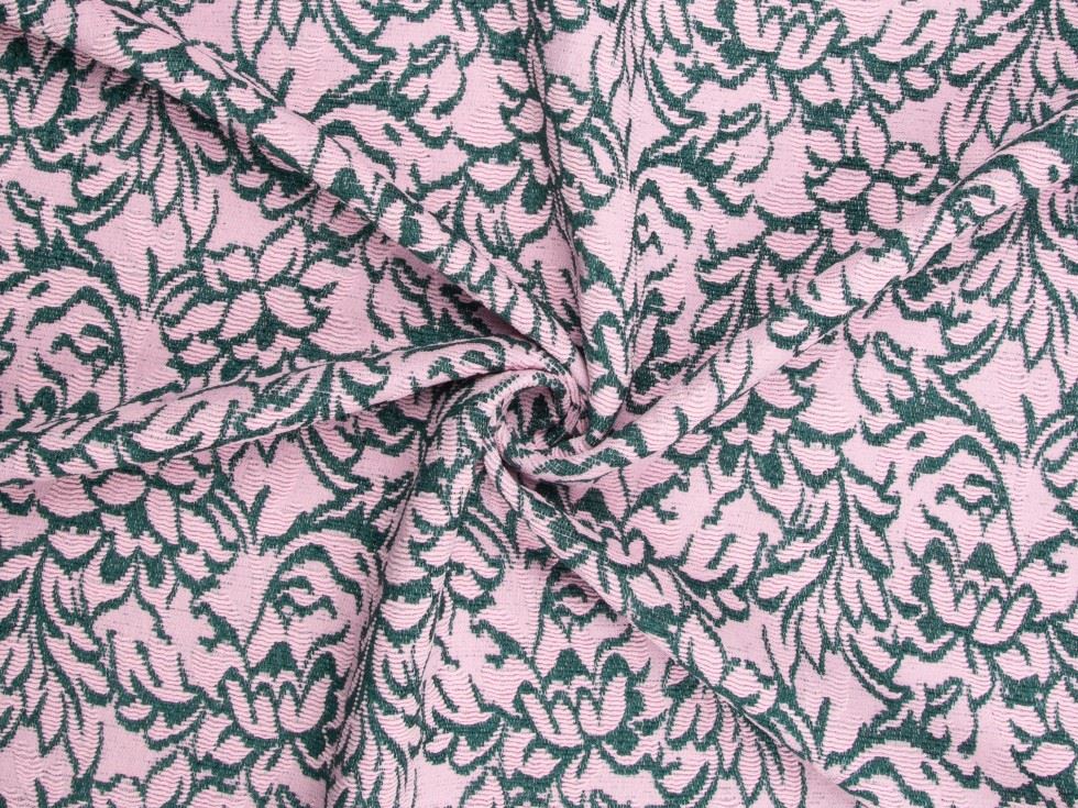 Deadstock Textured Woven Jacquard Fabric Pink & Jade