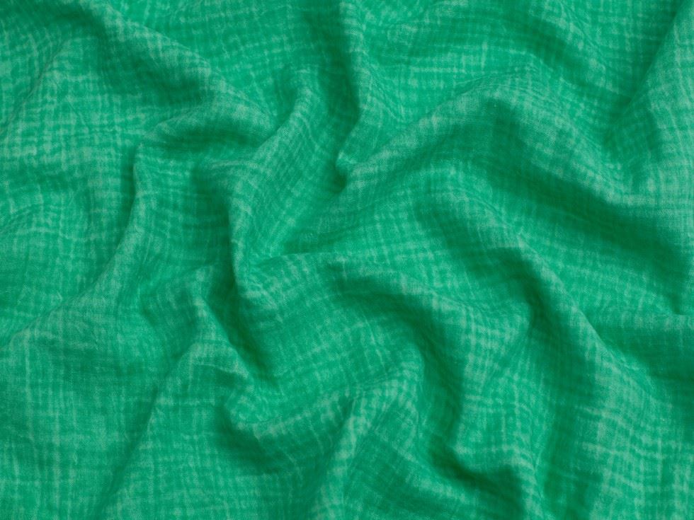 Bright Jade Tie Dye Cotton Double Gauze Fabric
