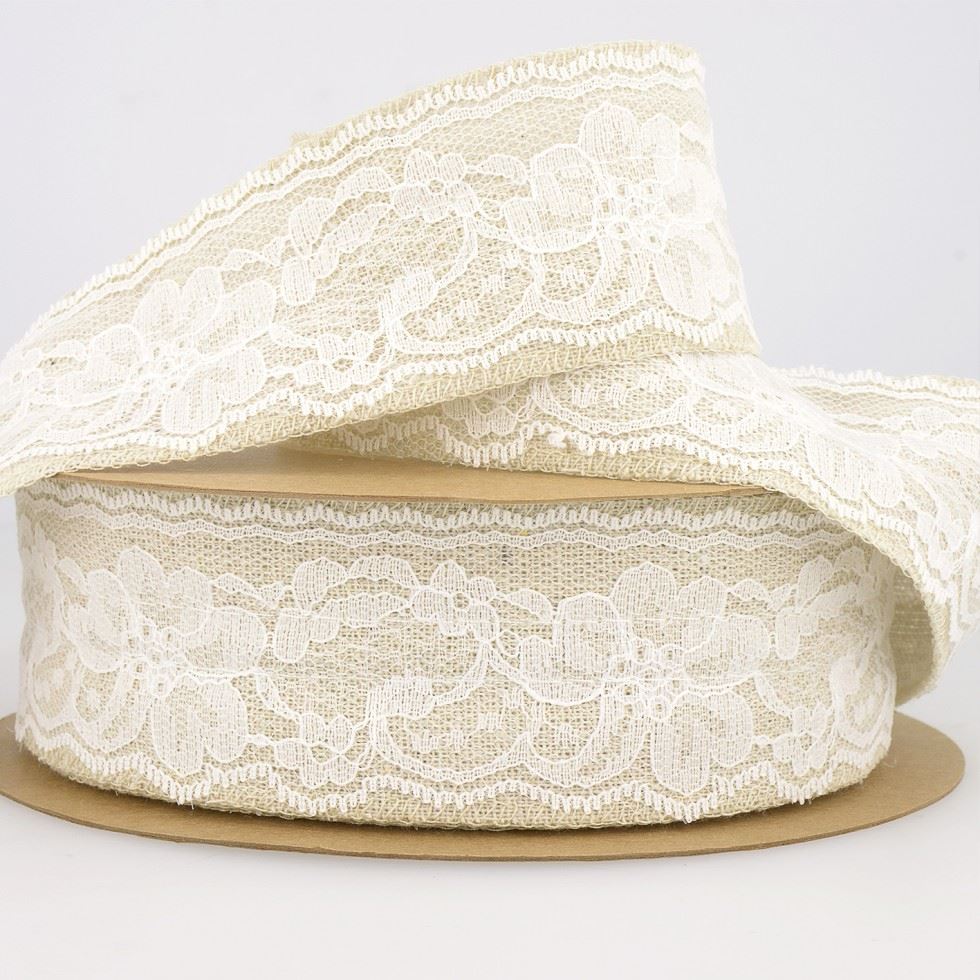 Stephanoise Linen Lace Trim Linen White
 