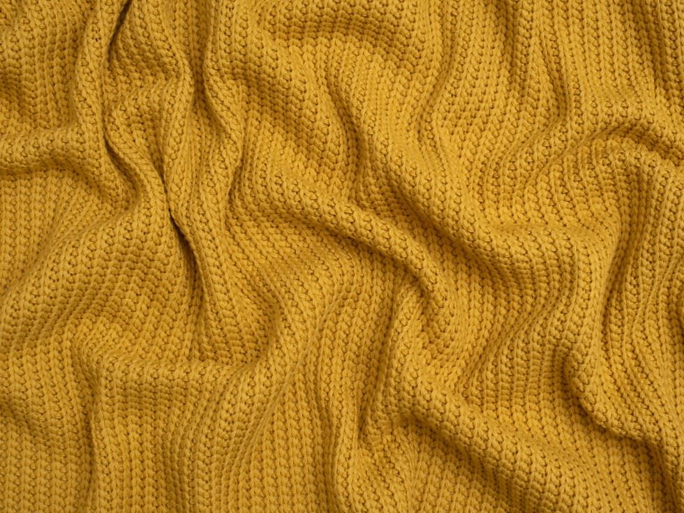 Minerva Core Range Chunky Cotton Sweater Knit Stretch Fabric Mustard