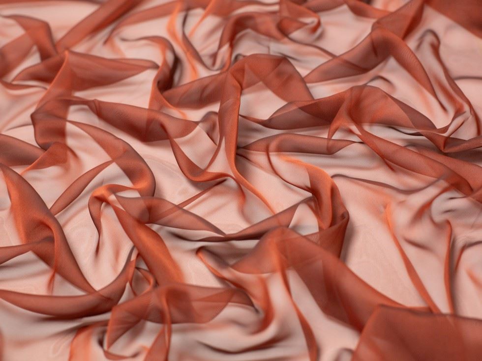 Minerva Core Range Cationic Sheer Chiffon Fabric Copper
 