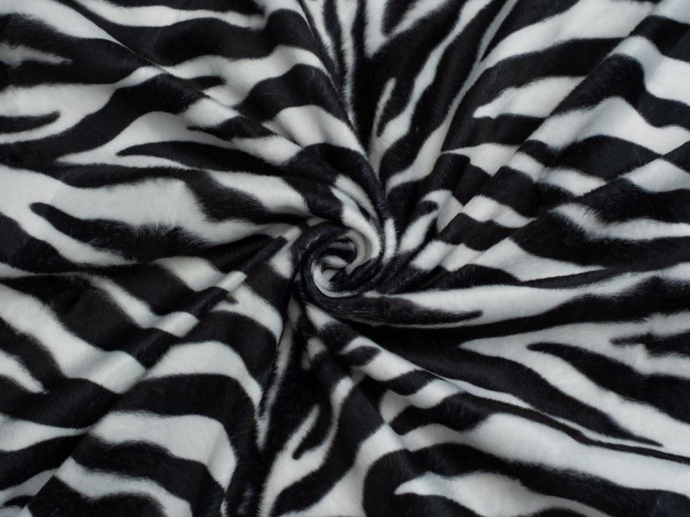 Minerva Core Range Cream Zebra Velboa Faux Fur Fabric