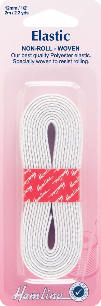 Hemline White Non Roll Elastic