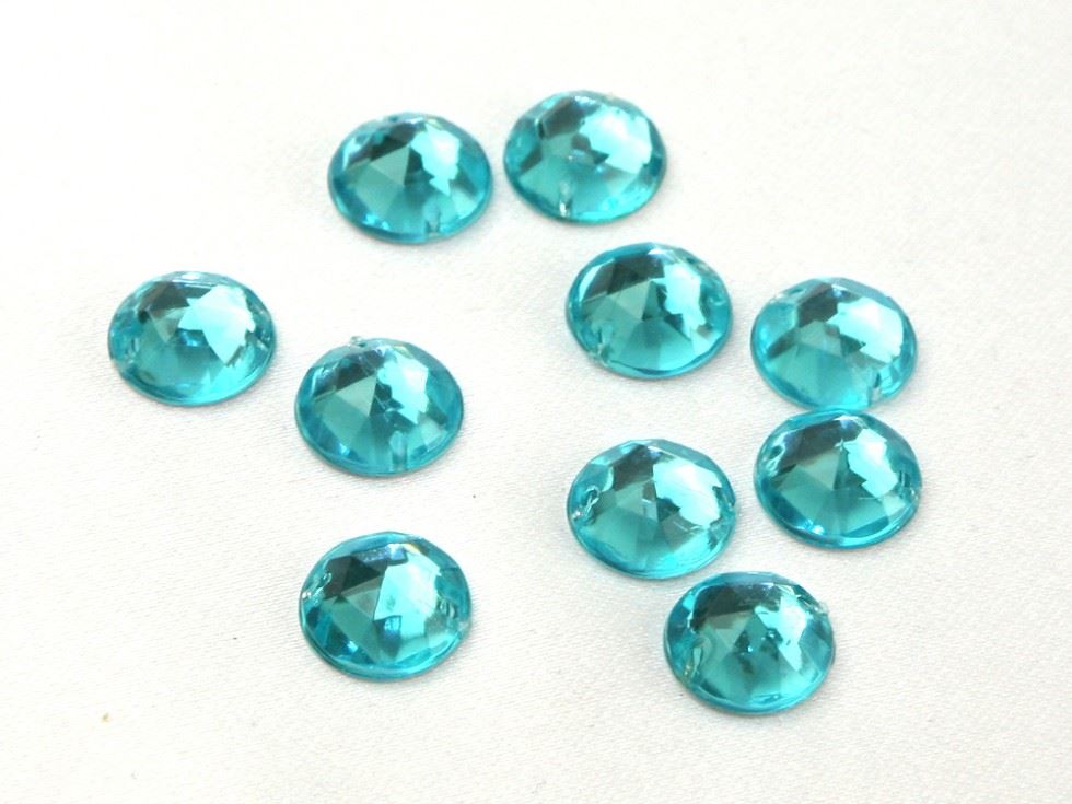 Round Acrylic Jewels Turquoise Blue
 