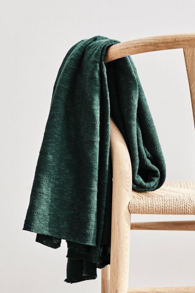 Mind The Maker Bottle Green Slub Jacquard Sweater Knit Stretch Fabric