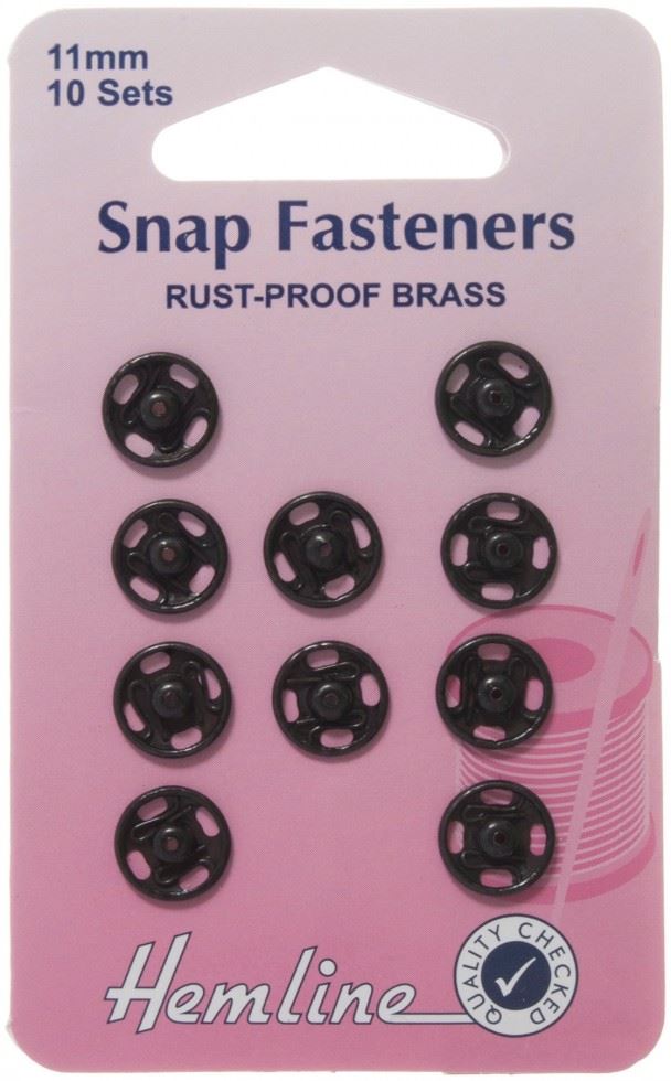 Hemline Black Sew On Metal Snap Fasteners