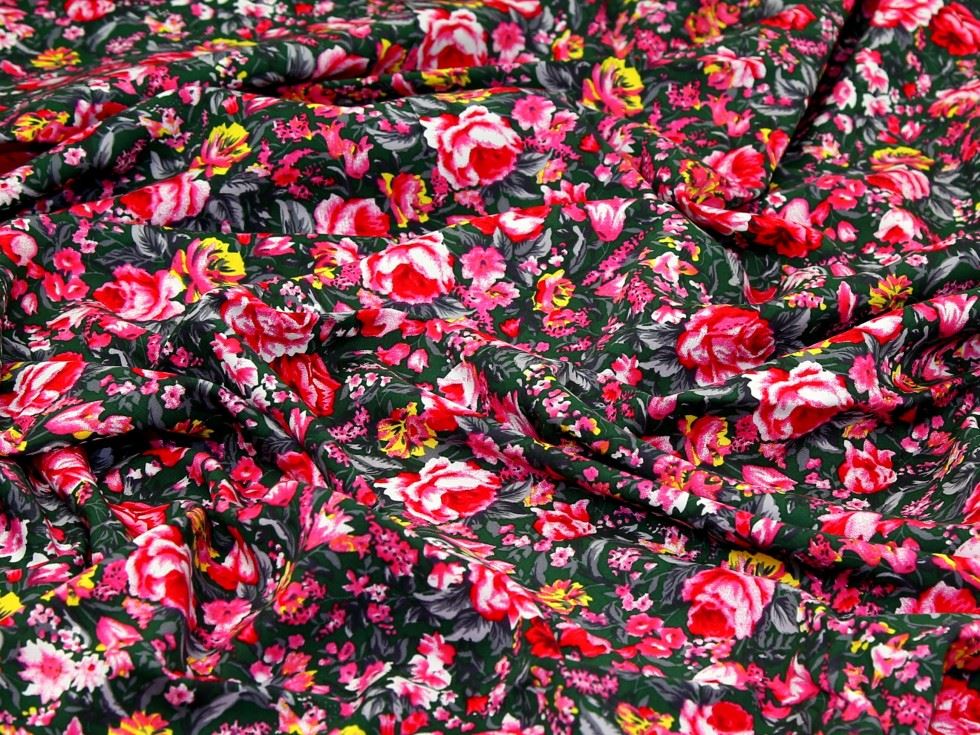 Green Deadstock Viscose Challis Fabric