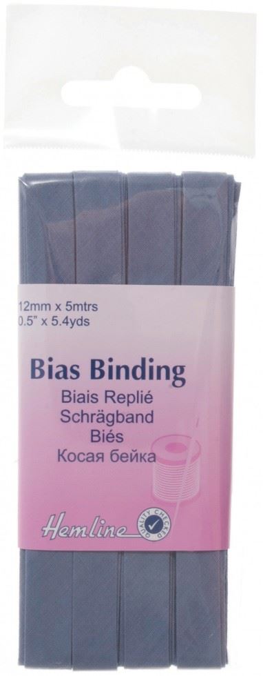 Hemline Polycotton Bias Binding Tape Saxe Blue