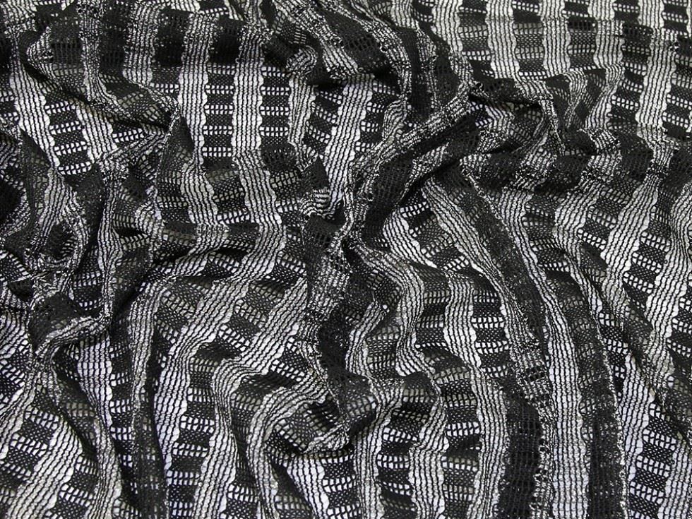 Deadstock Sequin Lace Fabric Black & White Deadstock Sequin Lace Fabric Black & White