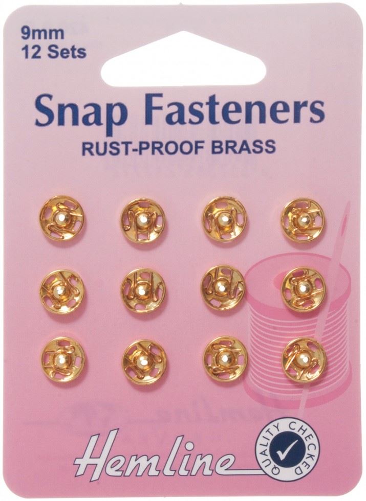 Hemline Gold Sew On Metal Snap Fasteners