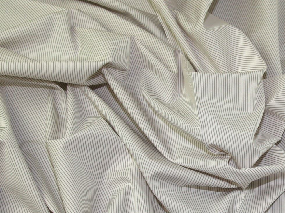 Lady McElroy Cotton Shirting Fabric White & Beige
 