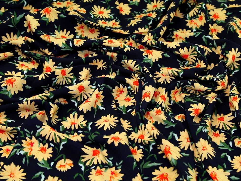 Navy Deadstock Viscose Challis Fabric