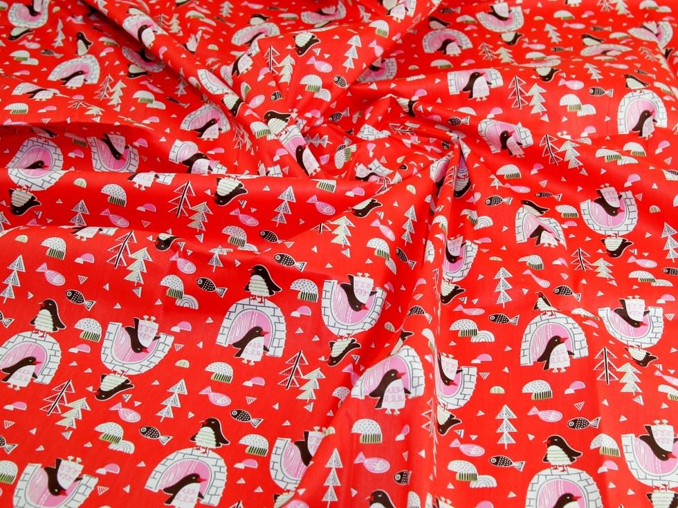 Red Deadstock 100% Cotton Fabric