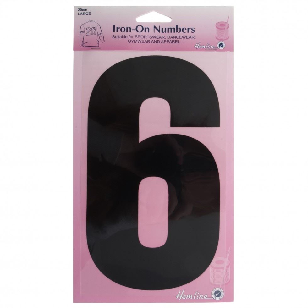 Hemline Black Number 6 Number Patch Motif
