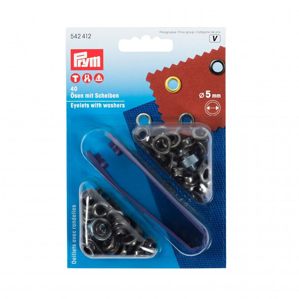 Prym Metal Eyelets with Washers Antique Steel
 