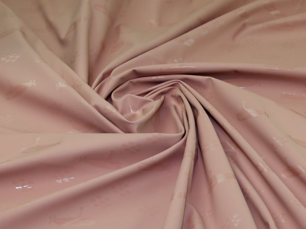 Dusky Pink Deadstock Coated Pvc Raincoating Fabric