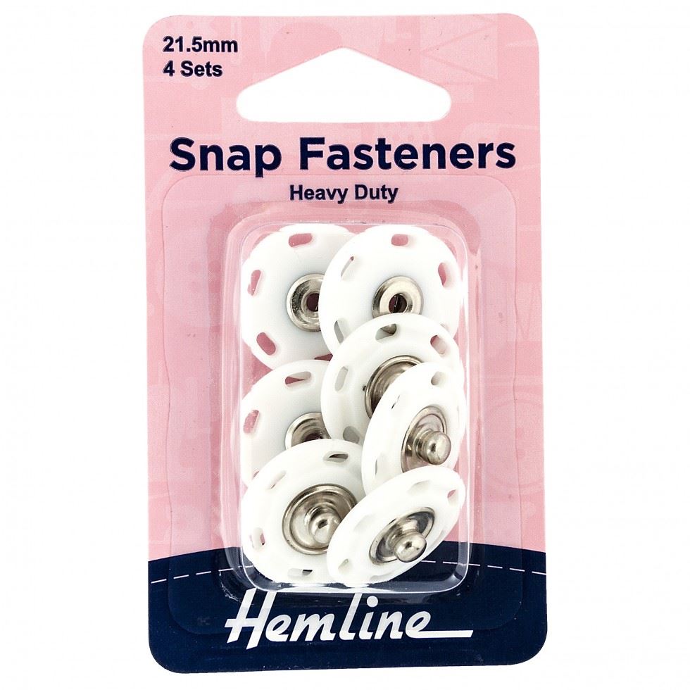 Hemline White Large Sew On Snap Fasteners