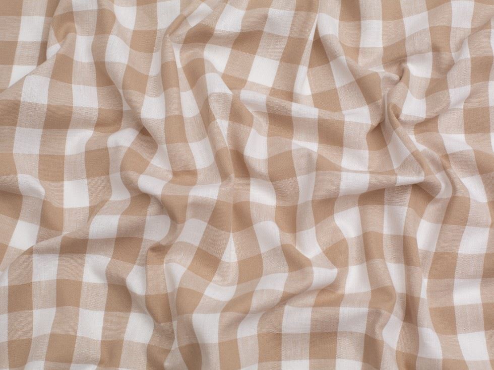 Minerva Core Range 3/4 inch 100% Cotton Gingham Fabric Beige
 