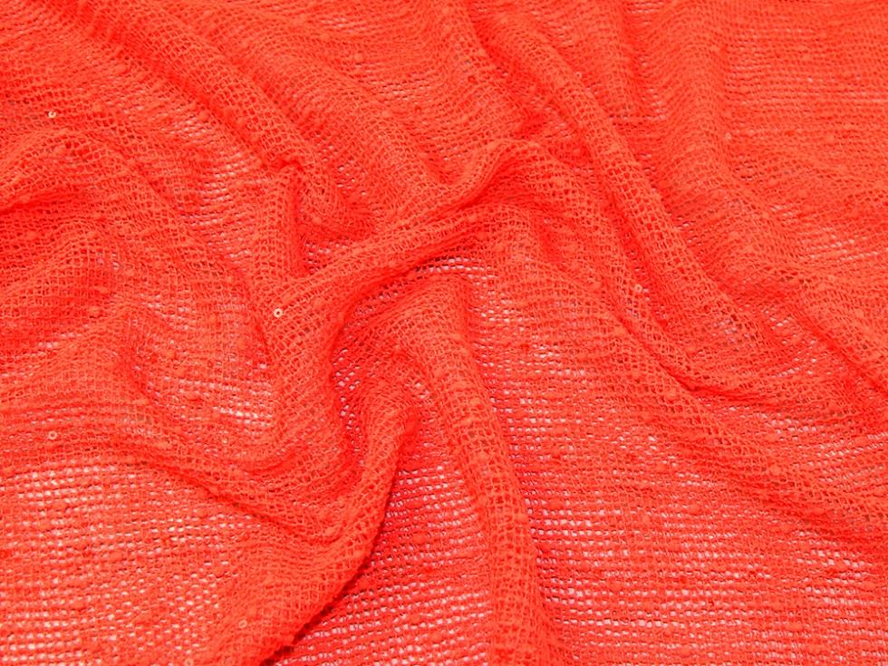 Deadstock Sequin Lace Fabric Tomato Deadstock Sequin Lace Fabric Tomato