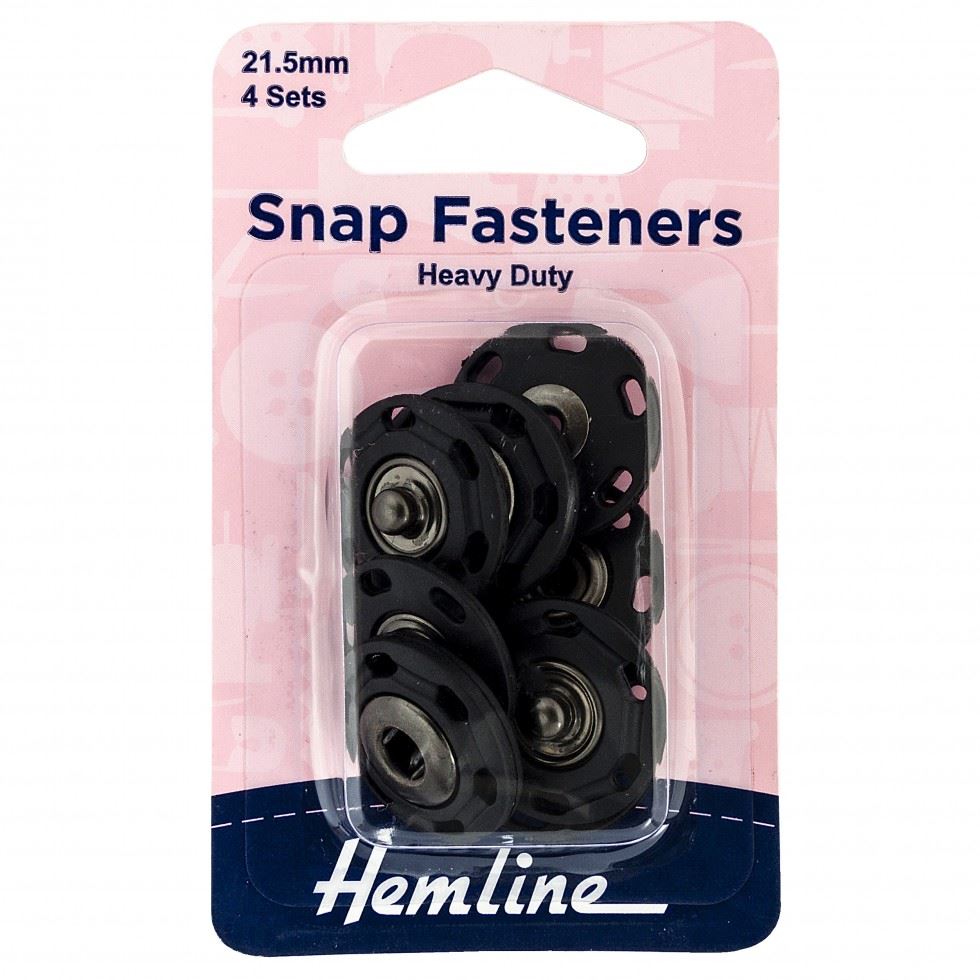 Hemline Black Large Sew On Snap Fasteners