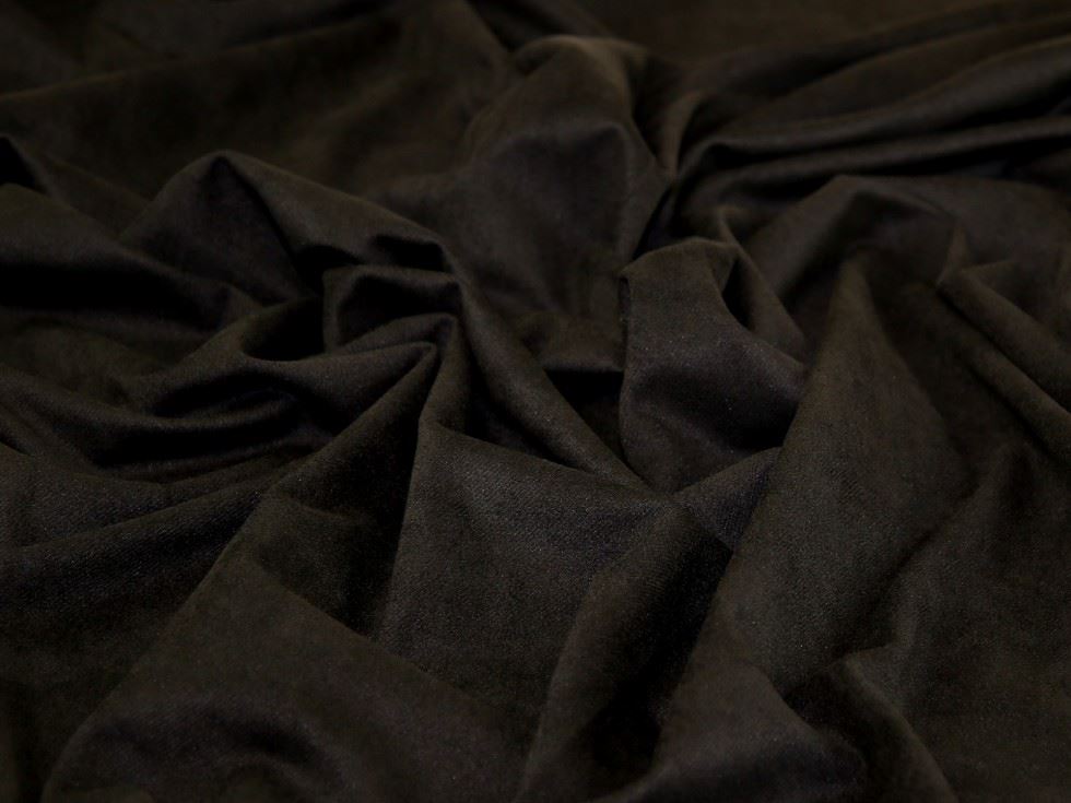 John Louden Black Stretch Woven Suede Twill Fabric