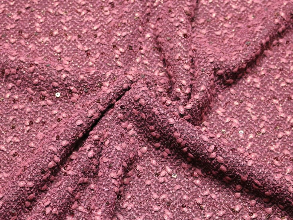 Pink Deadstock Sequin Textured Stretch Knit Fabric