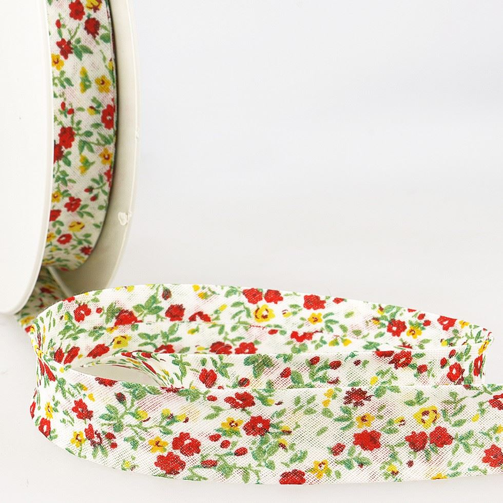 Stephanoise Floral Bias Binding Tape Red
 